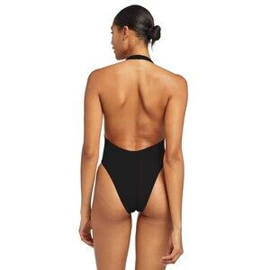 Vitamin A Alia Open Back High Leg Swimsuit Women's sz 10 / L Ecolux Black